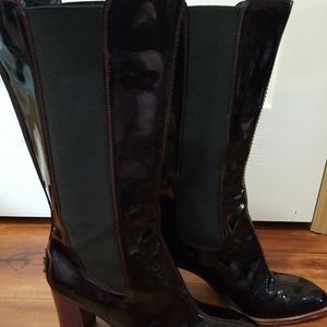 Women's Tod's Patent Leather Knee High Boots, Size 10.5